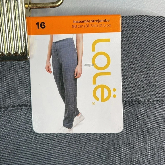 LOLE NWT Travel Pants Grey Elasticized Waist Zippered Pockets Straight Taper 16 - Picture 8 of 10